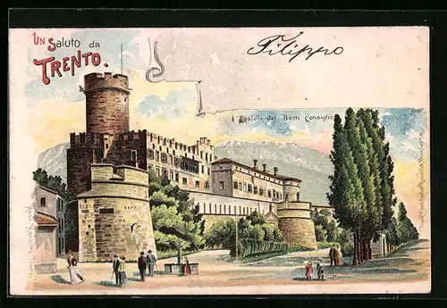 Lithographie Trento, Castello del Buon Consiglio