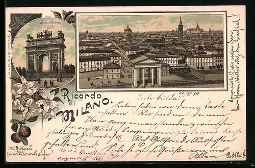 Lithographie Milano, Arco della Pace, Panorama