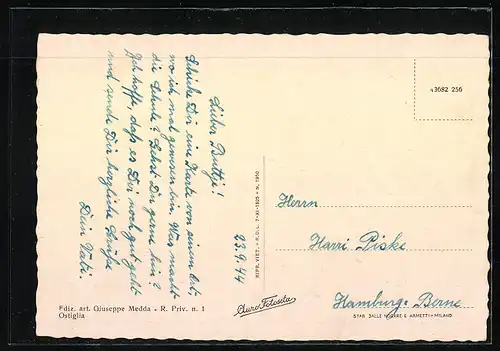 AK Ostiglia, Via Circonvallazione, Trattoria con Alloggio, Tanksäule