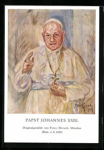 Künstler-AK Papst Johannes XXIII. lächelt in die Kamera