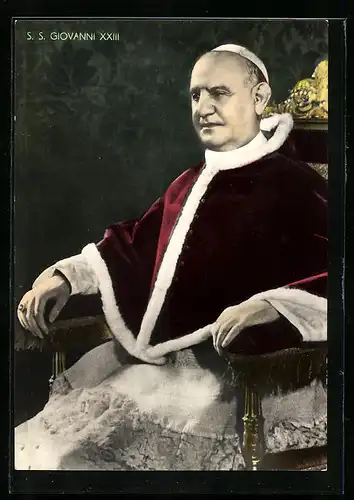 AK Papst Johannes XXIII. auf seinem Thron sitzend