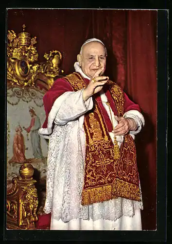 AK Papst Johannes XXIII. segnend vor seinem Thron