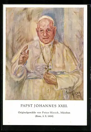 Künstler-AK Papst Johannes XXIII. lächelt in die Kamera