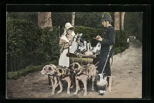 AK Milchbäuerin mit Hundegespann und Polizist