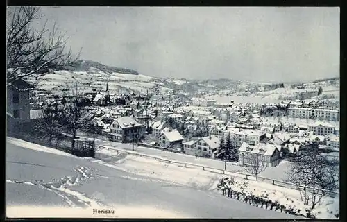 AK Herisau, Ortsansicht im Winter