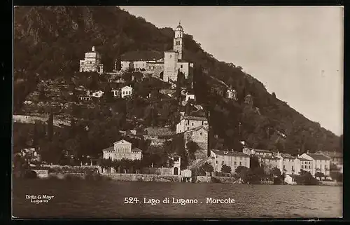 AK Morcote, Blick zum Ort, Lago di Lugano