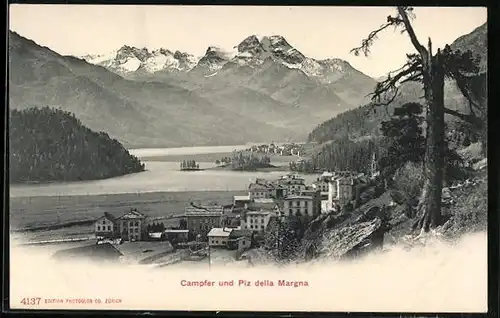 AK Campfer, Gesamtansicht mit Piz della Margna