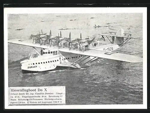 AK Riesenflugboot und Wasserflugzeug Do X D-1929 auf dem Meer