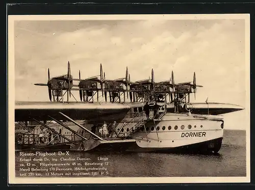 AK Wasserflugzeug Dornier Do X im Hafen