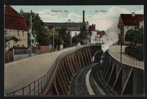 AK Kamenz /Sa., Am Damm mit Bahntunnel