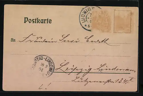 Lithographie Ludwigsstadt i. Bayern, Ortsansicht mit Umgebung