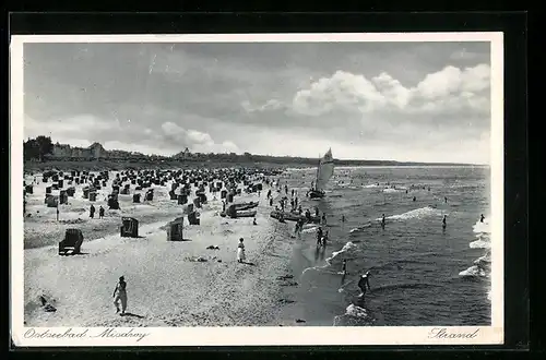 AK Ostseebad Misdroy, Strand aus der Vogelschau