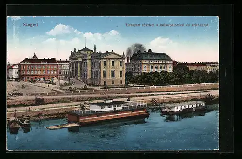 AK Szeged, Tiszapart részlete a kulturpalotával és szinházzal