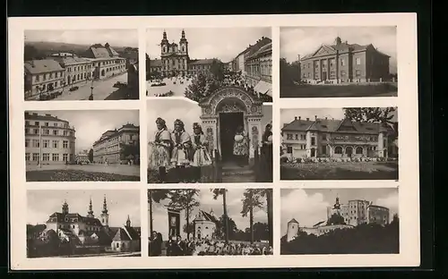 AK Uh. Hradiste, Ortspartie, Kirche, Schloss, Strassenpartie, Mädchen in Tracht