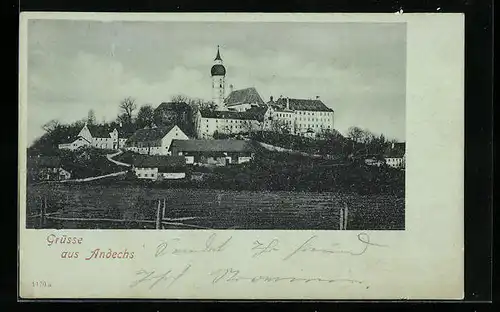 AK Andechs, Ortsansicht mit Kirche