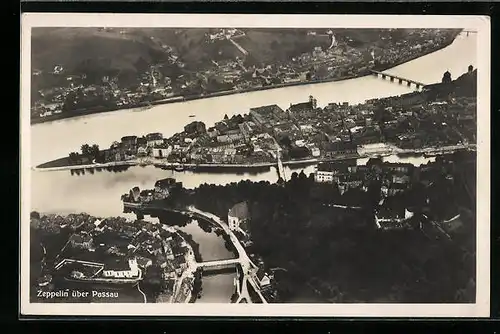 AK Passau, Gesamtansicht aus dem Zeppelin