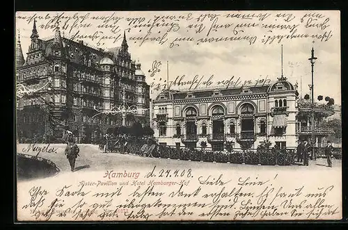 AK Hamburg-Neustadt, Alster-Pavillon und Hotel Hamburger-Hof