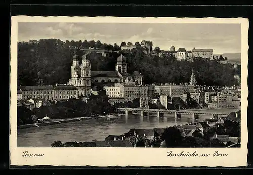AK Passau, Innbrücke mit Dom