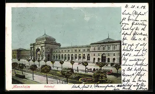 AK Mannheim Blick zum Bahnhof