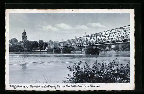 AK Vilshofen a. d. Donau, Blick auf Donaubrücke und Stadtturm