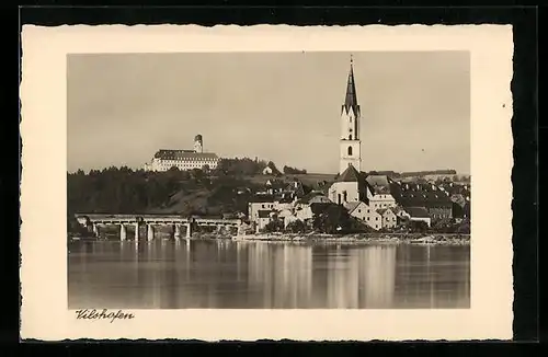 AK Vilshofen, Blick über die Donau zur Stadt