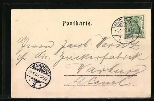 AK Rhöndorf, Blick vom Drachenfels auf Rhöndorf, Honnef und Nonnenwerth