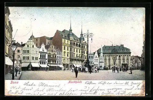 AK Bonn, Marktplatz mit Geschäften