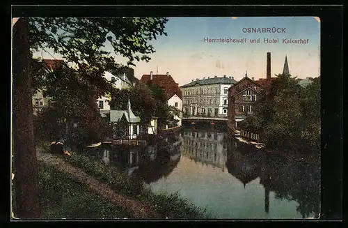 AK Osnabrück, Herrnteichswall und Hotel Kaiserhof
