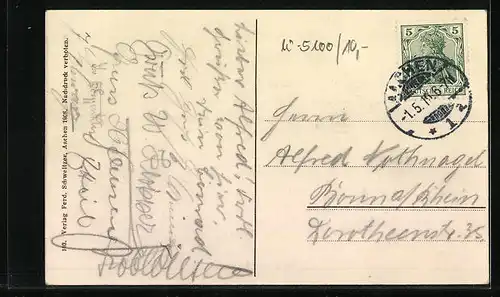 AK Aachen, Theaterstrasse aus der Vogelschau