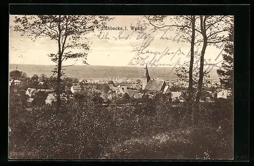 AK Lübbecke i. Westf., Totalansicht aus der Vogelschau