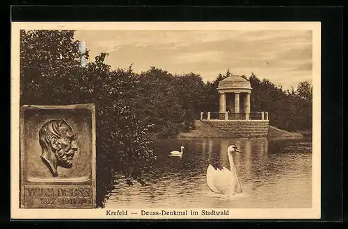 AK Krefeld, Deuss-Denkmal im Stadtwald