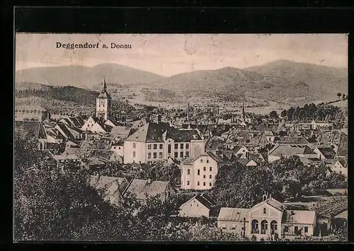 AK Deggendorf a. Donau, Ortsansicht aus der Vogelschau