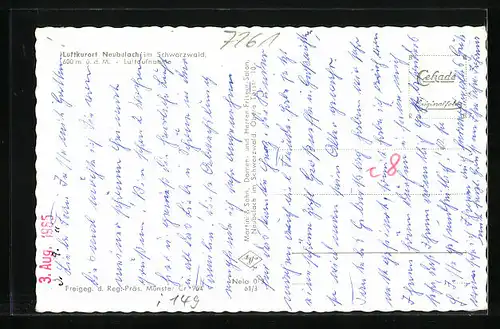 AK Neubulach im Schwarzwald, Totalansicht vom Flugzeug aus