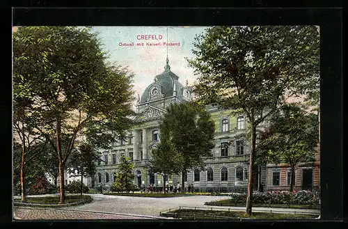 AK Crefeld, Ostwall mit Kaiserl. Postamt