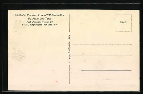 AK Weismain, Die Weihermühle im Kleinziegenfelder Tale