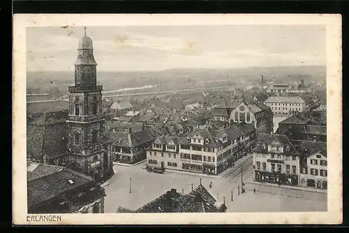 AK Erlangen, Stadtansicht aus der Vogelschau