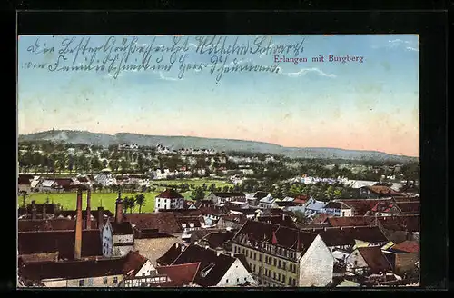 AK Erlangen, Totalansicht mit Burgberg