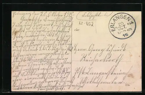 AK Erlangen, Totalansicht mit Burgberg