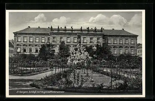 AK Erlangen, Schloss mit Hugenottenbrunnen
