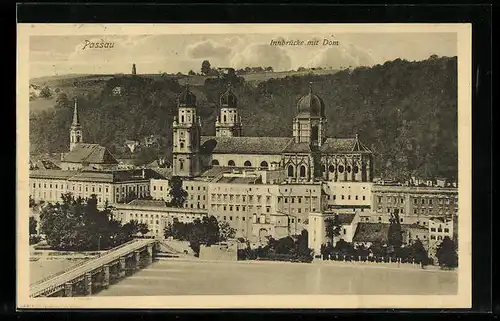 AK Passau, Innbrücke mit Dom
