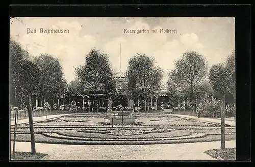 AK Bad Oeynhausen, Rosengarten mit Molkerei
