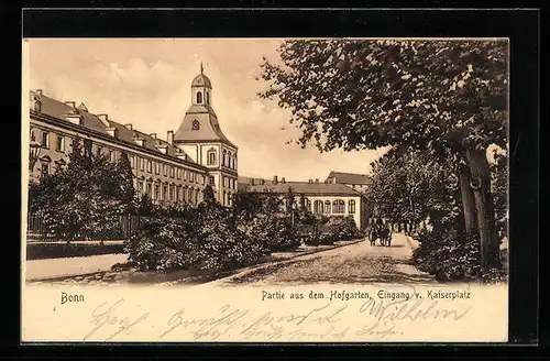 AK Bonn, Partie aus dem Hofgarten, Eingang vom Kaiserplatz