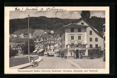 AK Baden, Badhotel: Hirschen, Rebstock und National