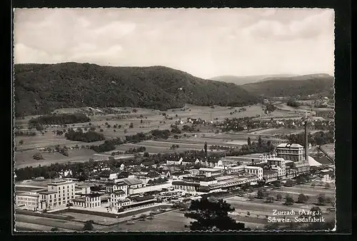 AK Zurzach, Panoramablick auf die Schweiz. Sodafabrik