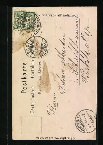 Lithographie Thun, Teilansicht mit Niesen