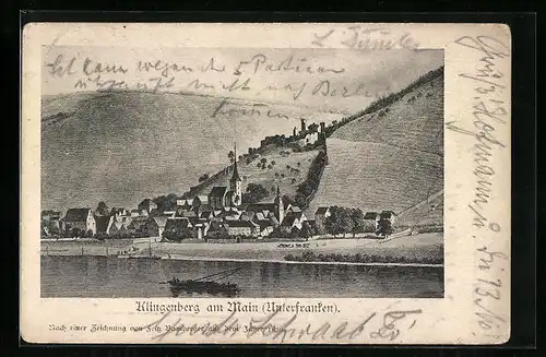 AK Klingenberg / Main, Ortsansicht mit Kirche