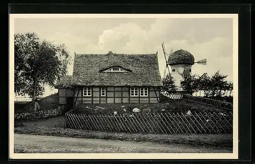 AK Sennelager, Truppenübungsplatz, Der lustige Müller, Blick zur Windmühle