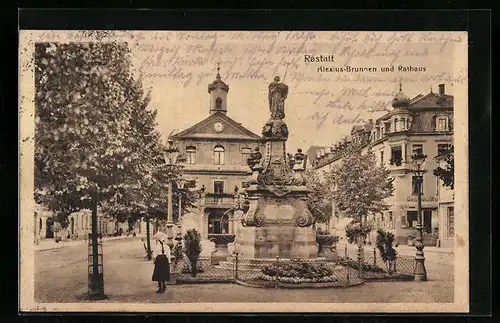 AK Rastatt, Alexius-Brunnen und Rathaus
