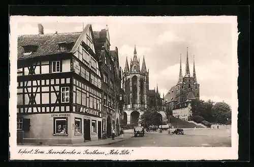 AK Erfurt, Dom, Severikirche und Gasthaus Hohe Lilie