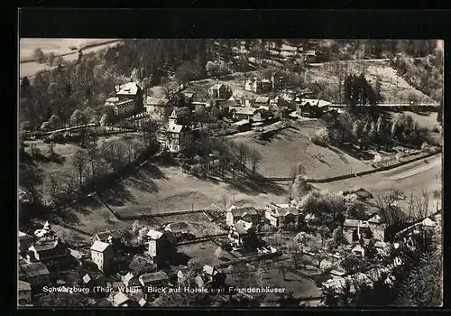 AK Schwarzburg / Thür. Wald, Ortsansicht aus der Vogelschau